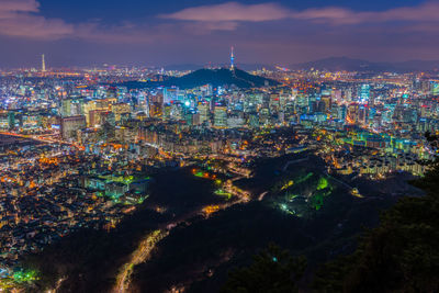 Illuminated seoul cityscape
