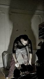 Close-up of woman standing in pond