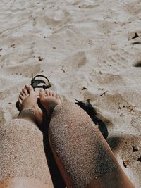 Low section of woman on beach