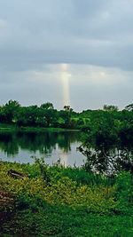 Scenic view of lake against sky