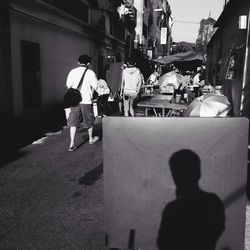 View of woman in city