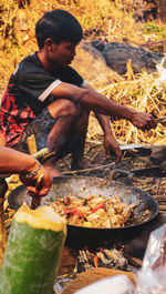 Man preparing food