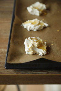 Close-up of ice cream on table