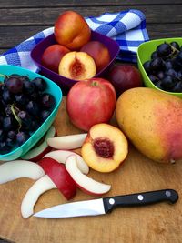 Close-up of various fruits on table