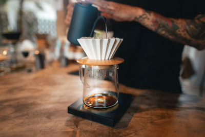 Close-up of drink in glass on table