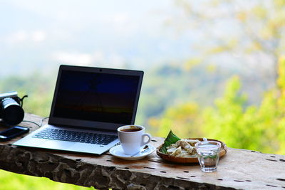 Coffee cup on table