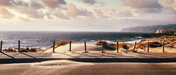 Scenic view of beach against sky