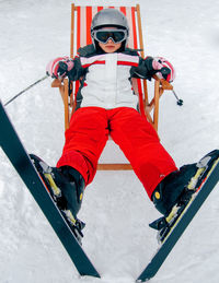 Girl skiing on snow
