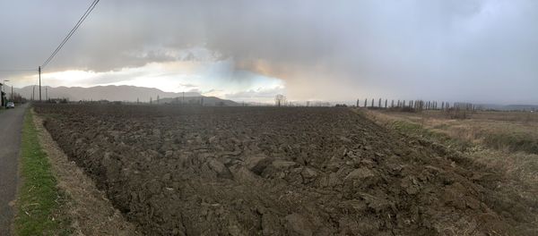 Panoramic view of field against sky