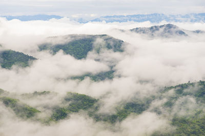 High angle view of mountains against sky
