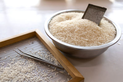 High angle view of food on table