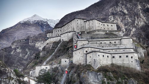 Houses on mountain peak