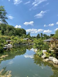 Scenic view of lake against sky