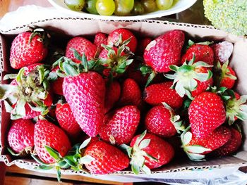 Close-up of strawberries on table