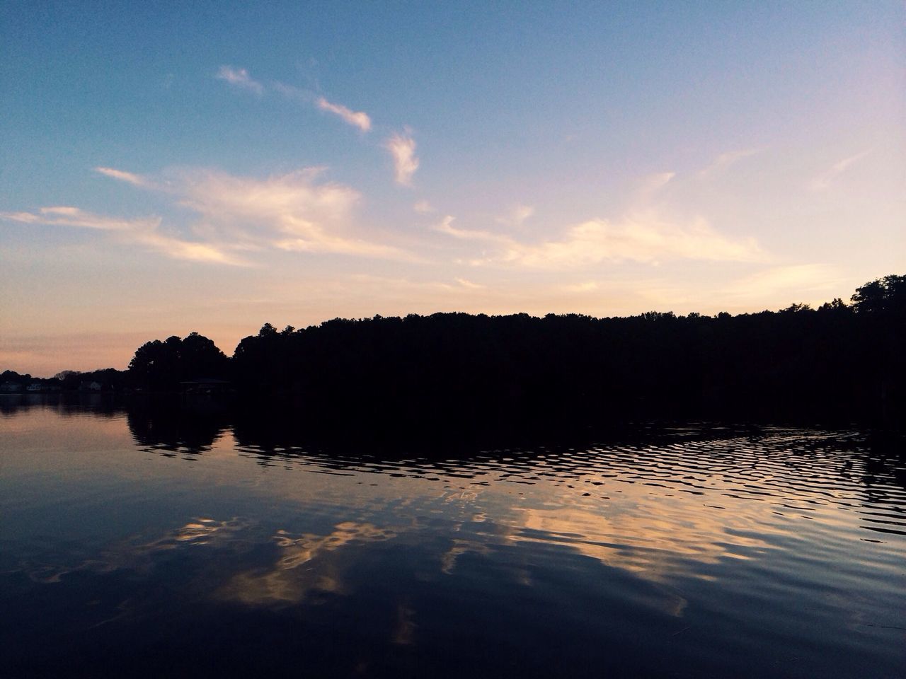 water, reflection, tranquil scene, sunset, tranquility, sky, silhouette, scenics, lake, beauty in nature, nature, waterfront, idyllic, calm, dusk, cloud, cloud - sky, tree, outdoors, river