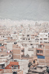 High angle view of townscape against sky