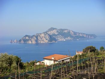 Scenic view of sea against clear sky