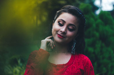 Portrait of smiling young woman