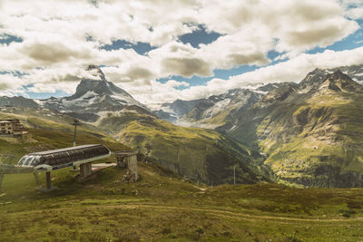 View of ski station near roterboden with matterhorn peak