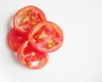 Close-up of strawberry over white background
