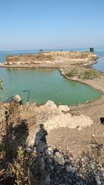 Scenic view of sea against clear sky