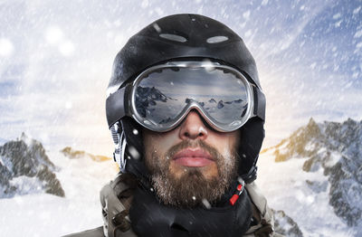 Portrait of man in snow