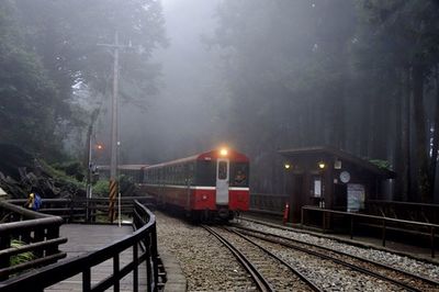 Train at railroad station platform