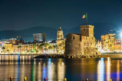 The castle on the sea, built in the xvi century, in the village of rapallo on the italian riviera