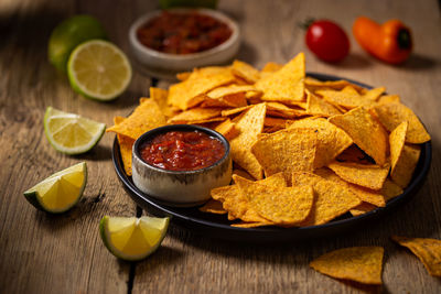 Close-up of food on table