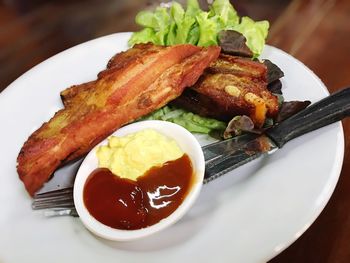 Close-up of food served on plate