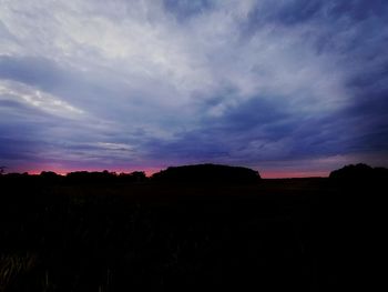 Silhouette landscape against sky during sunset