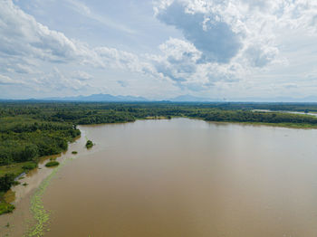 Scenic view of lake against sky