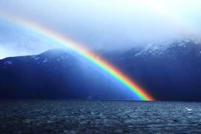 Rainbow over sea against sky