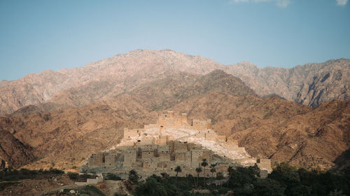 Scenic view of mountains against clear sky