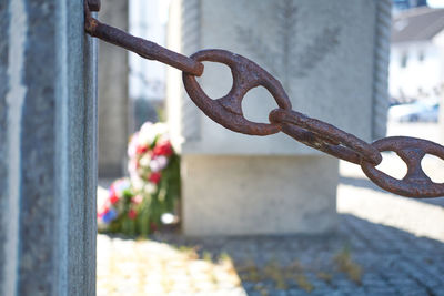 Close-up of rusty chain