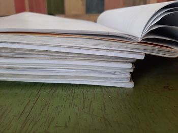 Close-up of books on table