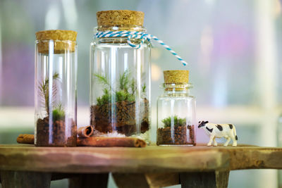 Close-up of glass jar on table