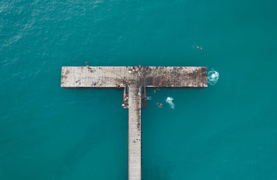 High angle view of boat in sea