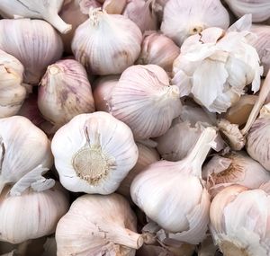 Full frame shot of white garlic