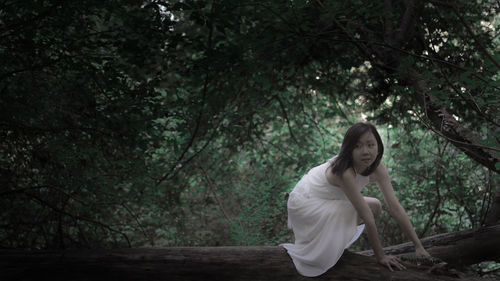 Woman looking at forest