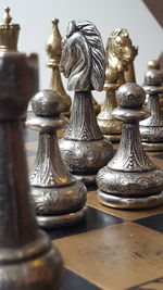 Close-up of chess pieces