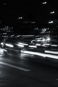 Light trails on city street at night