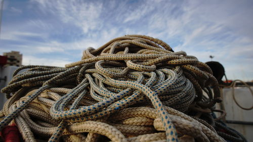 Close-up of rope against sky