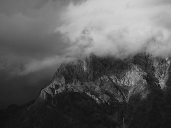 Low angle view of mountains against sky