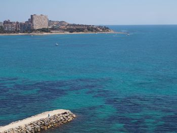 Scenic view of sea against clear sky