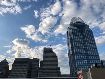 Low angle view of modern buildings against sky