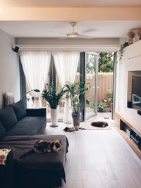 Table on sofa at home