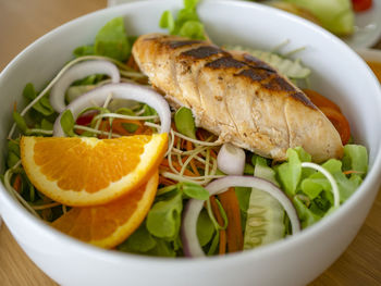 Close-up of meal served in plate