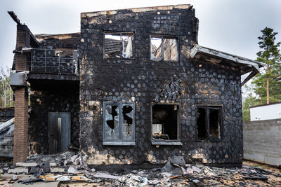 Houses that burned down after being hit by rockets, mines. irpin, bucha, gostomel.