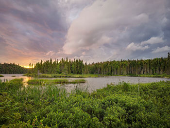 Scenic view of lake against sky